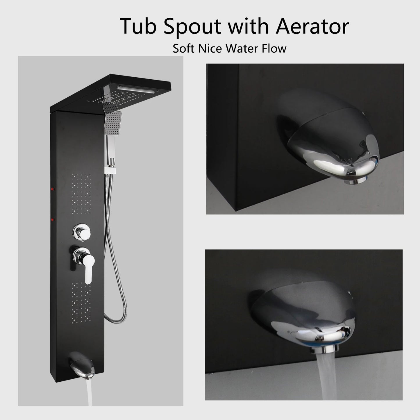 MEKKHALAH Shower Panel System With LED Rainfall Shower Head