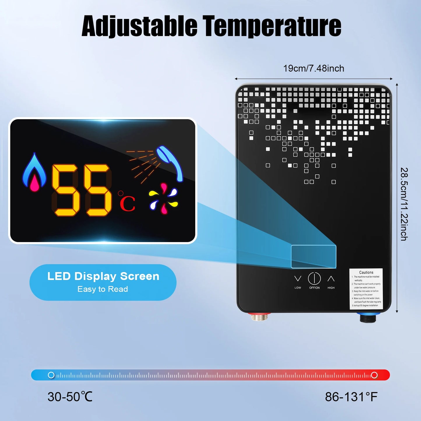 Electric Water Heater 6.5kW Instant Digital Display 220V
