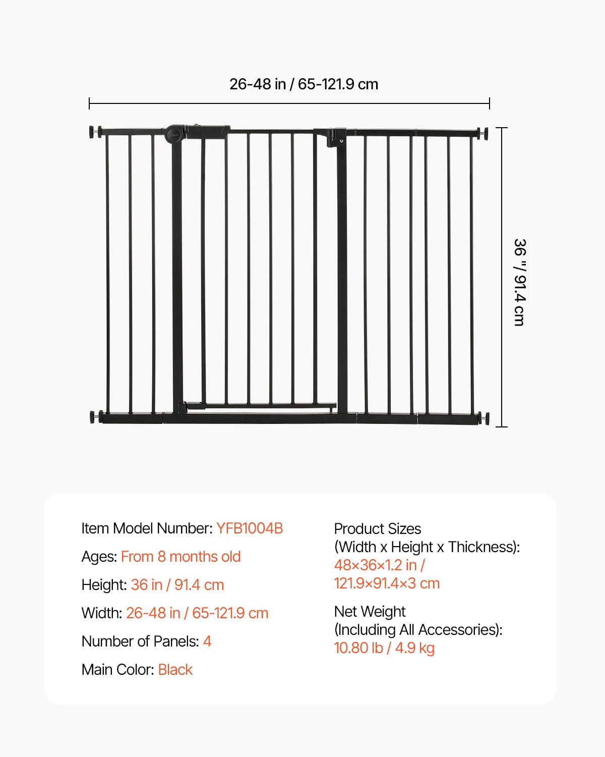 SucceBuy Baby Gate Walk Thru Pressure Mount For Doorways