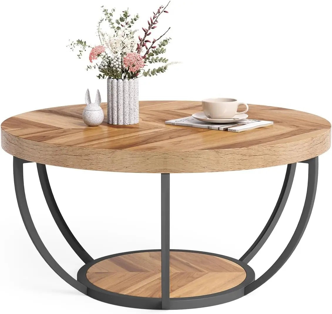 Little Tree Marble Coffee Table Open Storage Metal
