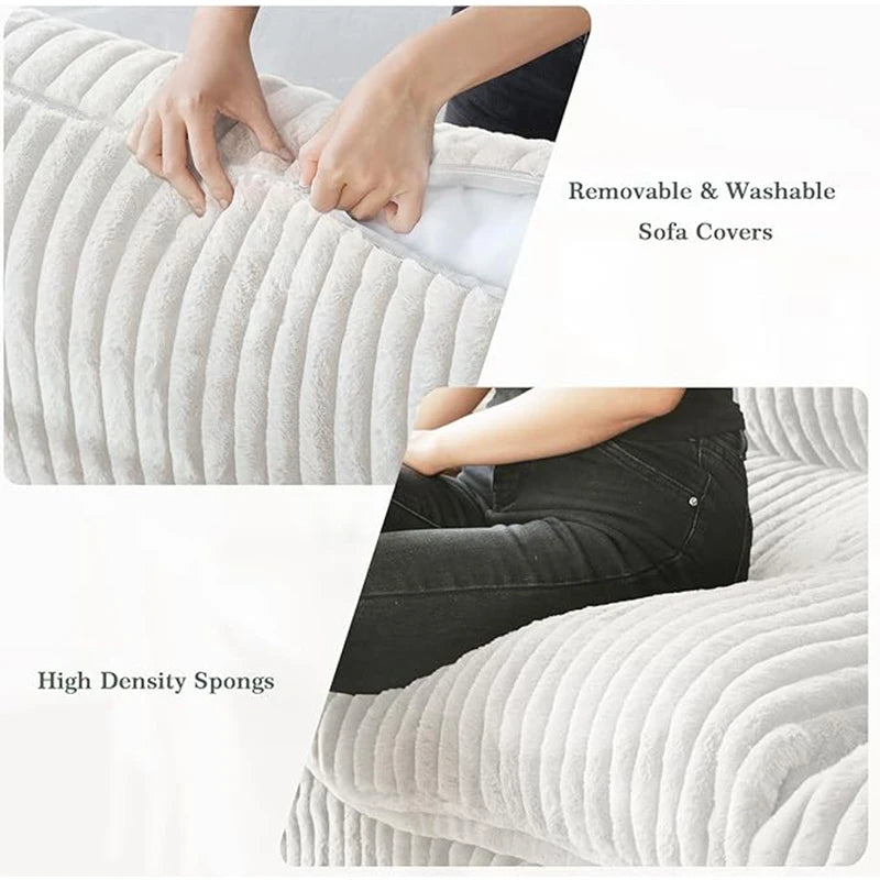 Sdorens U Shaped Plush Fabric Sectional Sofa With Ottomans