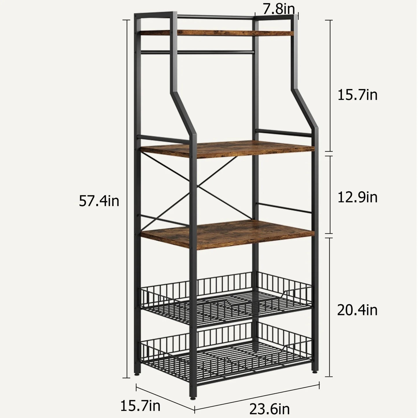 HiMISS Industrial Kitchen Bakers Rack Microwave Oven Stand