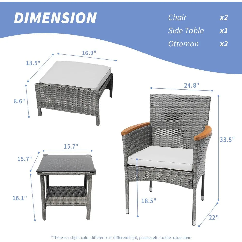 ANGDUO Outdoor Patio Furniture Bistro Wicker Garden Set