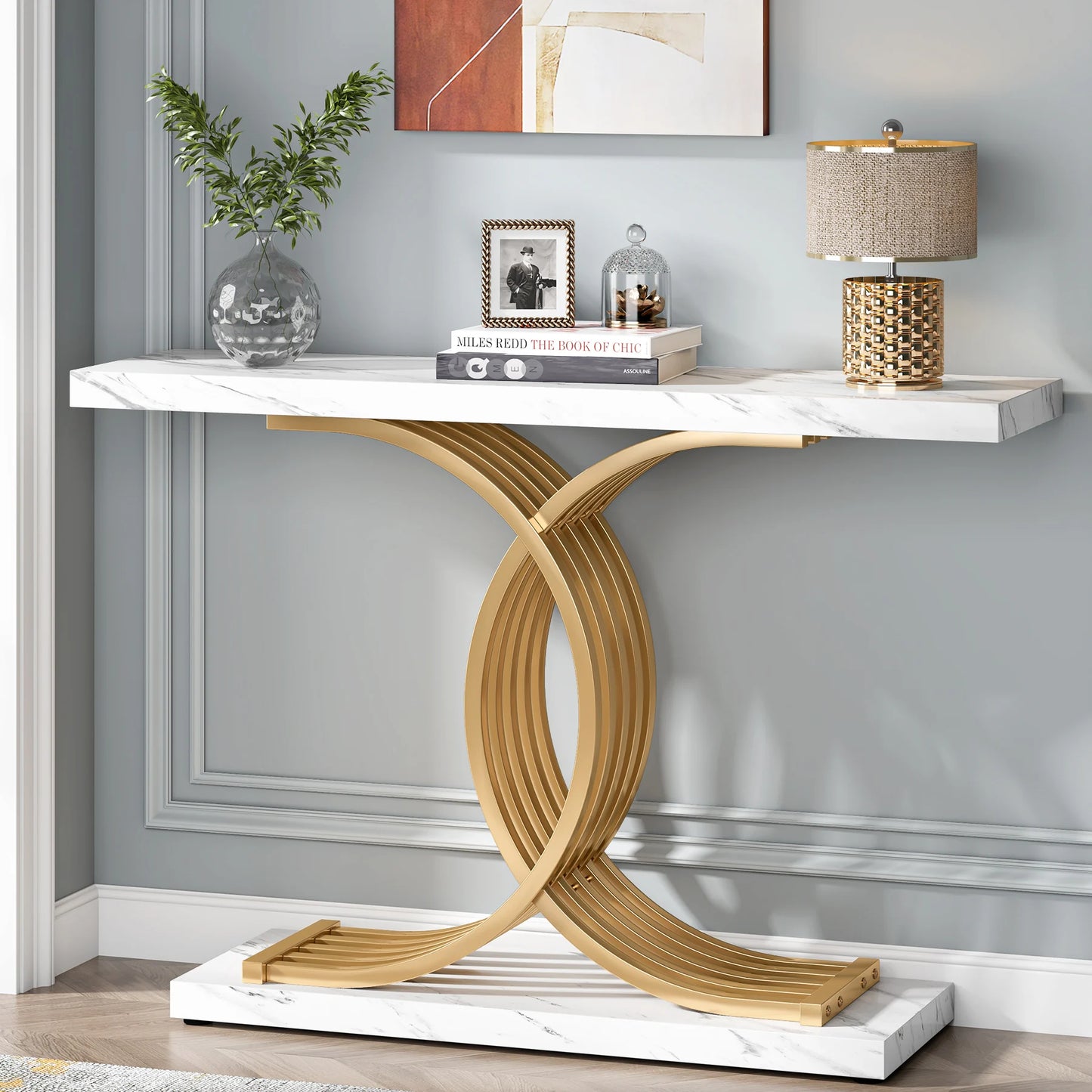 Tribesigns Entryway Table Modern Console Geometric Legs