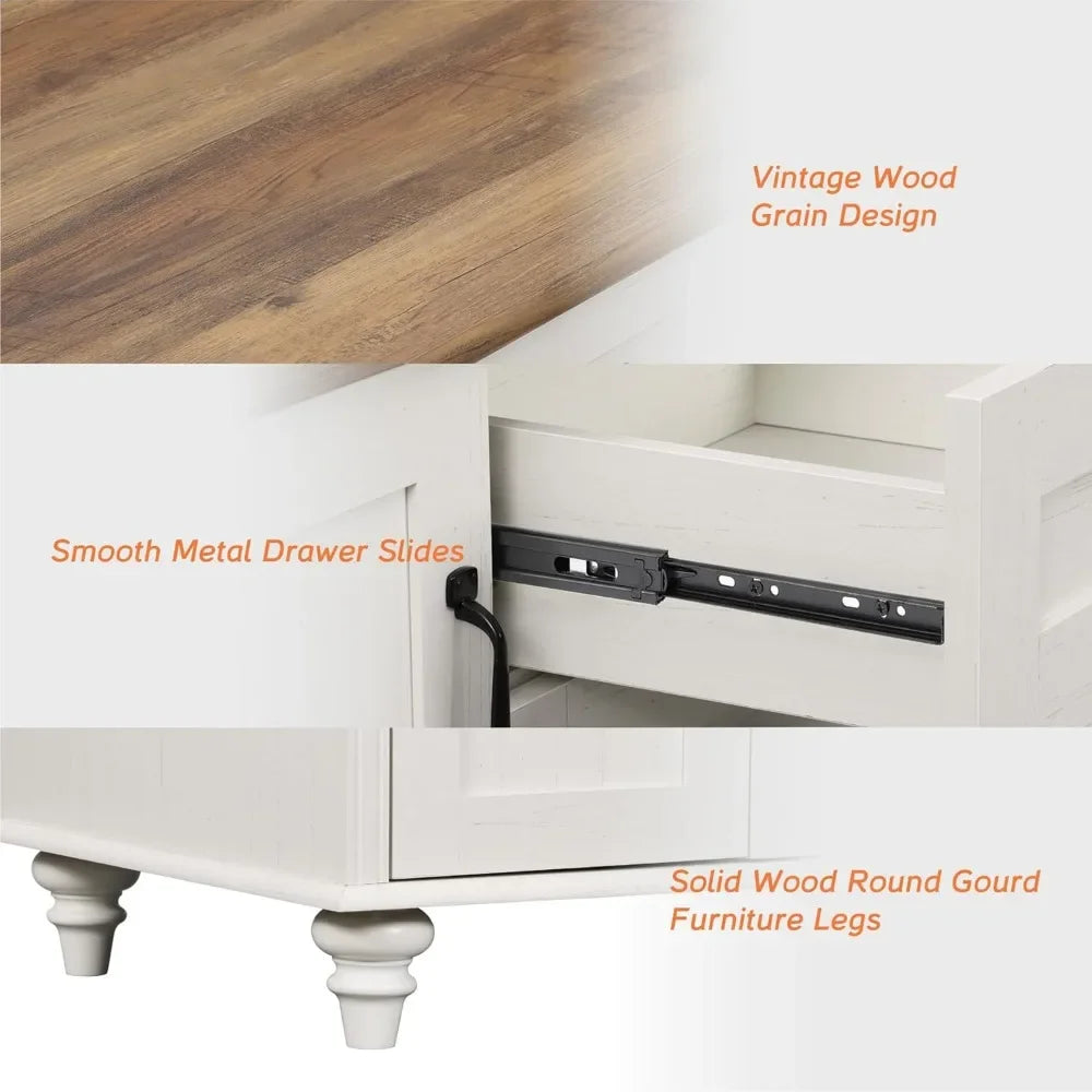 Guangbai Coffee Table Set of 2 With Storage Wood Living Room