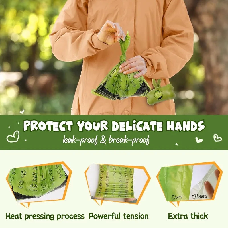 Dog Litter Thick Poop Bag Set With Dispenser And Leash Clip
