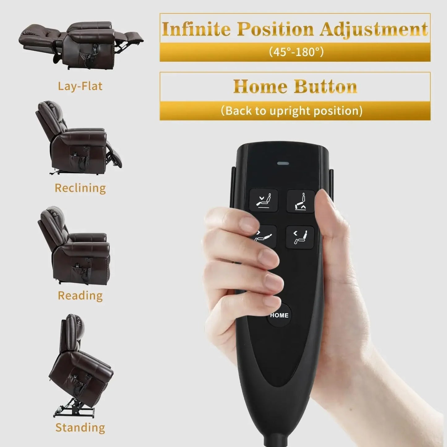 XMSJ Dual Motor Power Lift Chair With Massage Heat Remote