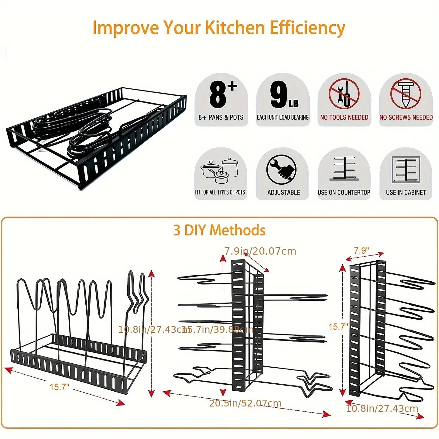 Everyday EssentialsOnline 2 Pack Pot Rack And Lid Holders