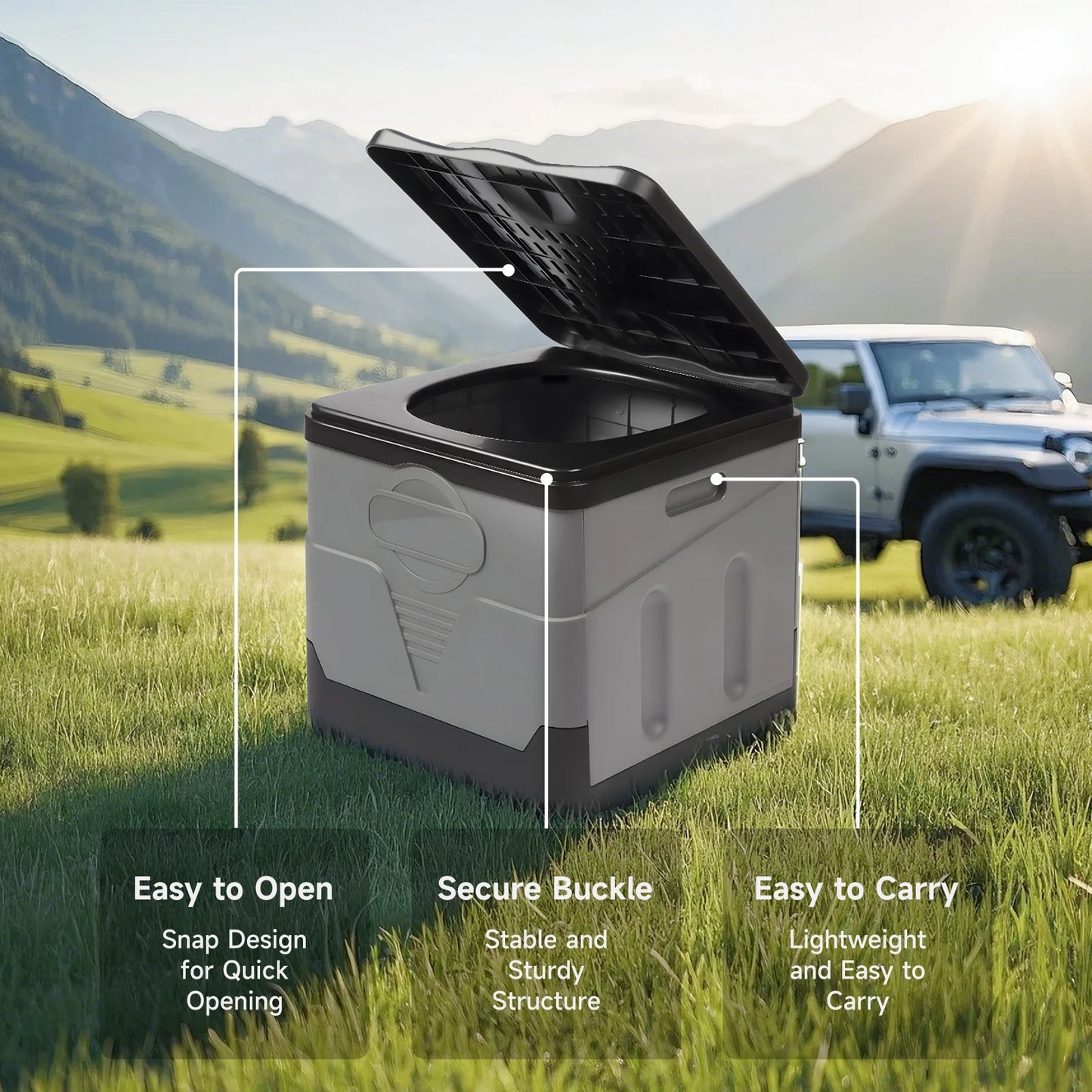 Cam Portable Camping Toilet With Lid And Paper Holder