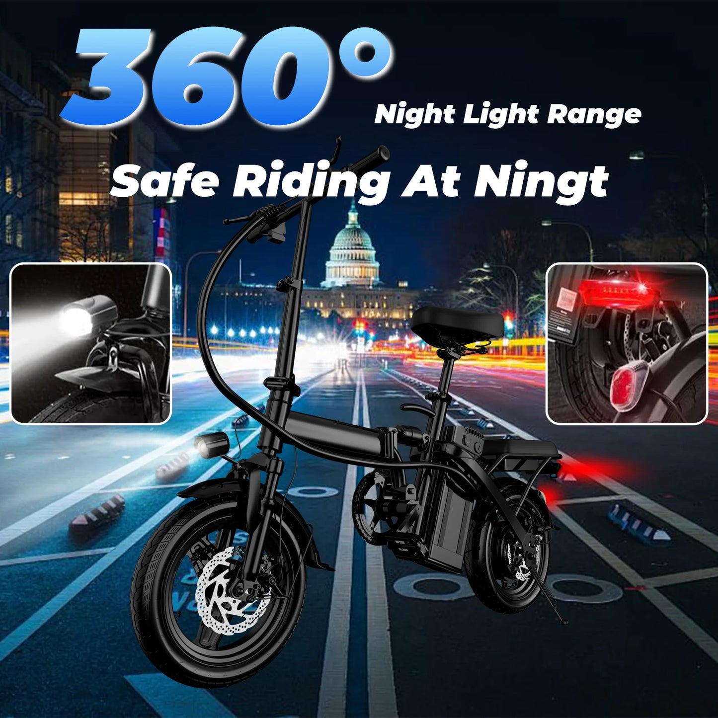 LELEKUA 500W Electric Foldable Bike With Battery Pack