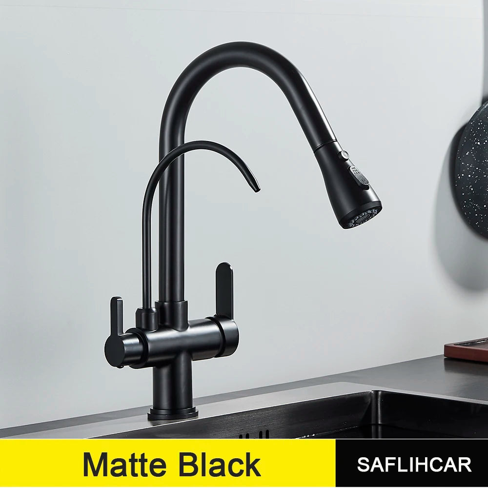 SAFLIHCAR Pull Out Water Faucet Spout Dual Modes Kitchen
