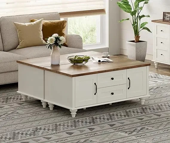 Guangbai Coffee Table Set of 2 With Storage Wood Living Room