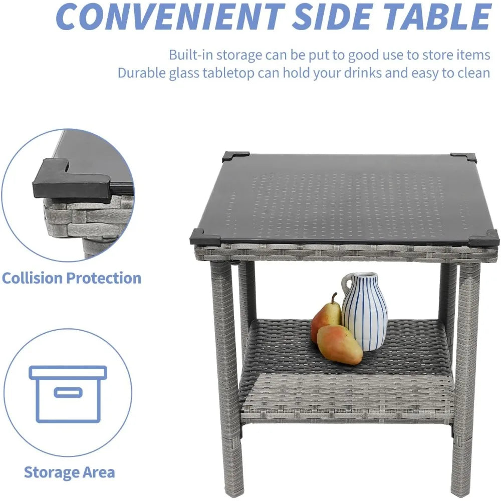 ANGDUO Outdoor Patio Furniture Bistro Wicker Garden Set