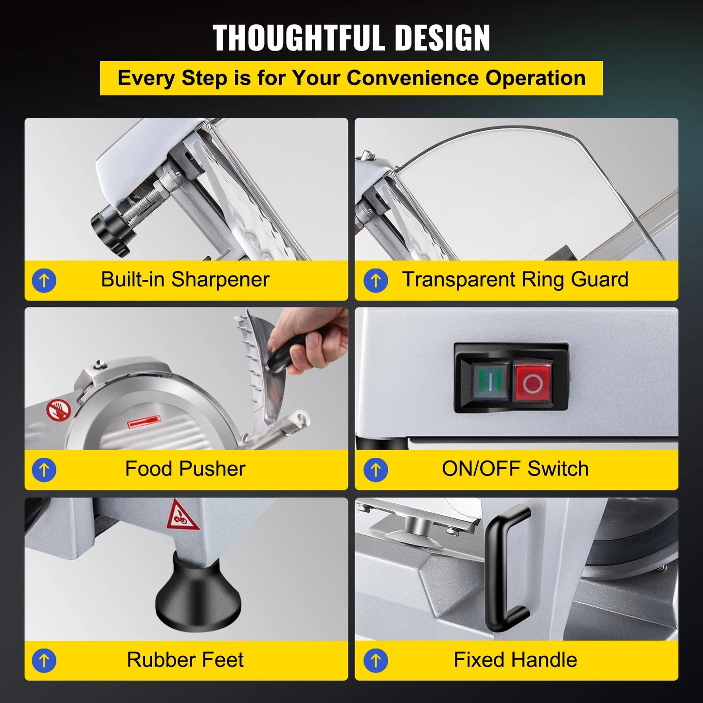 VEVOR 240W Commercial Meat Slicer with Carbon Steel Blade