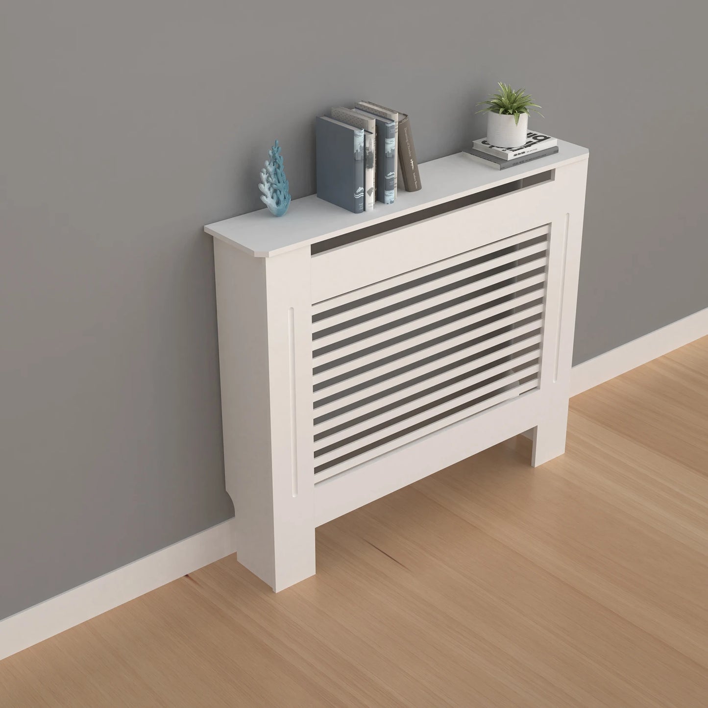 Wisfor Wood Radiator Cover Cabinet Modern Slat Heater Shelf