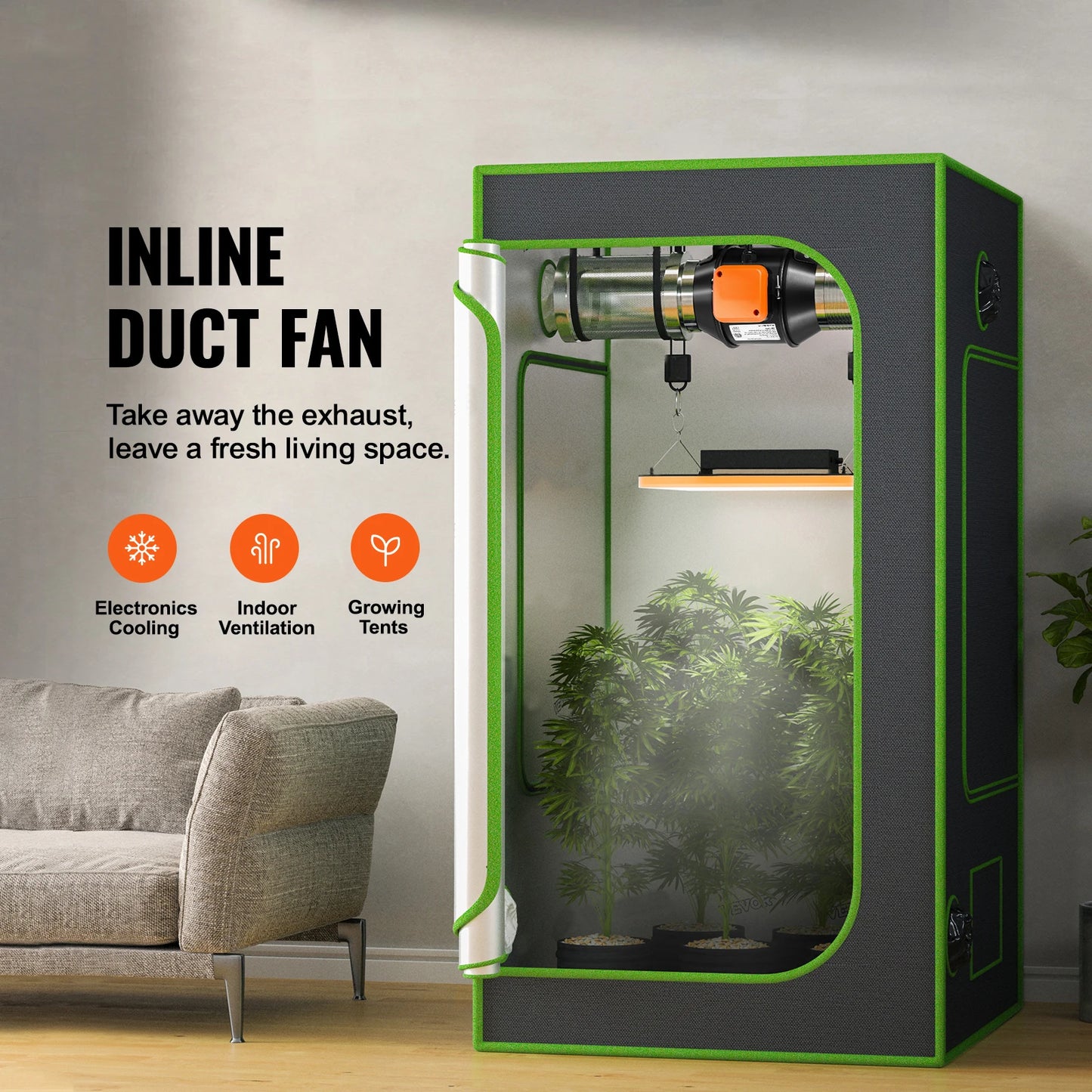 VEVOR Inline Duct Fan With Temperature Humidity Controller