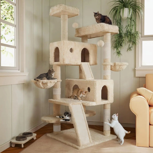 Hign-concerned Multi Level Cat Tree Tower Plush Hammock