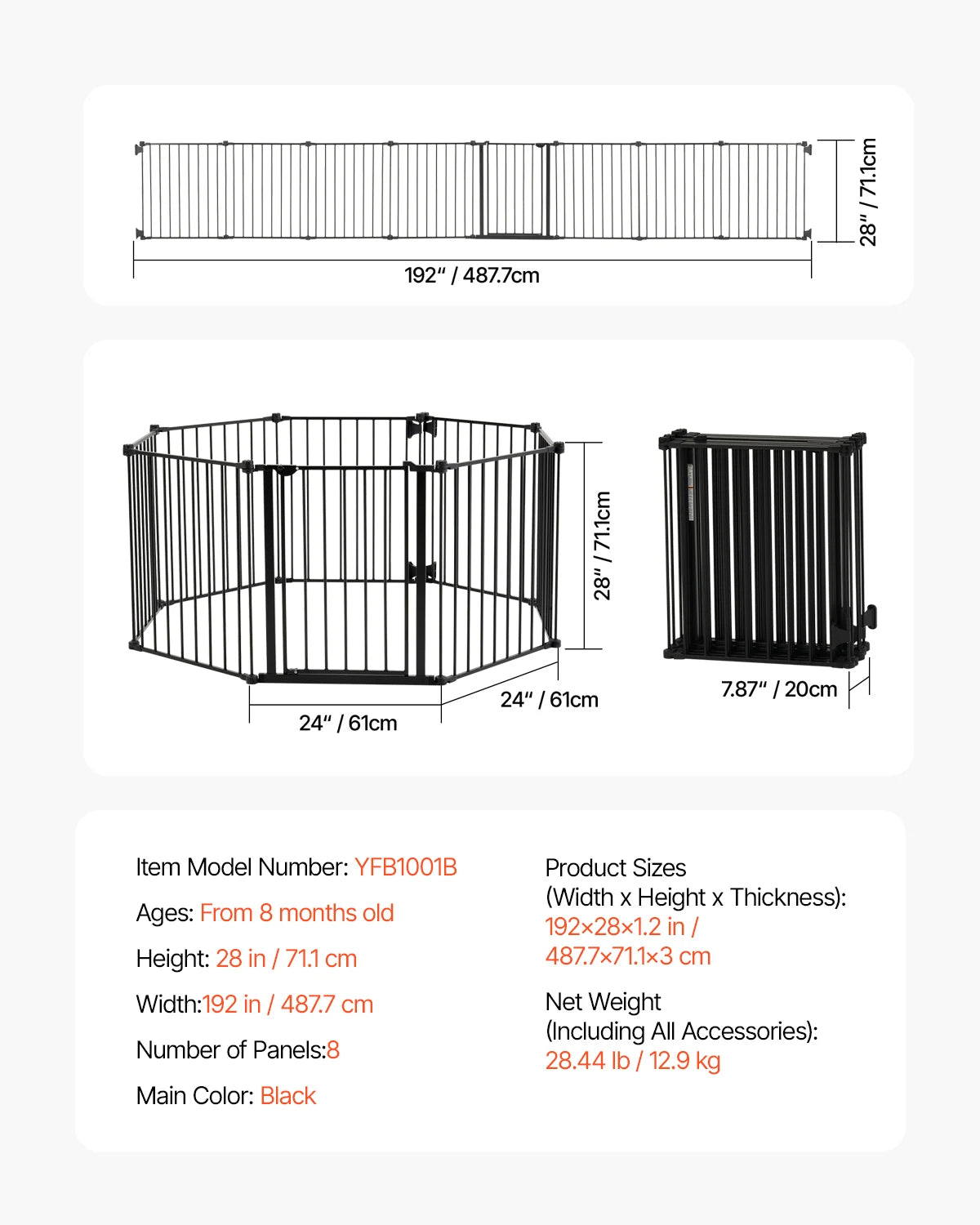 SucceBuy Baby Gate Walk Thru Pressure Mount For Doorways