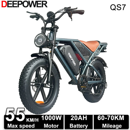 DEEPOWER QS7 1000W Fat Tire Electric Bike For Adults