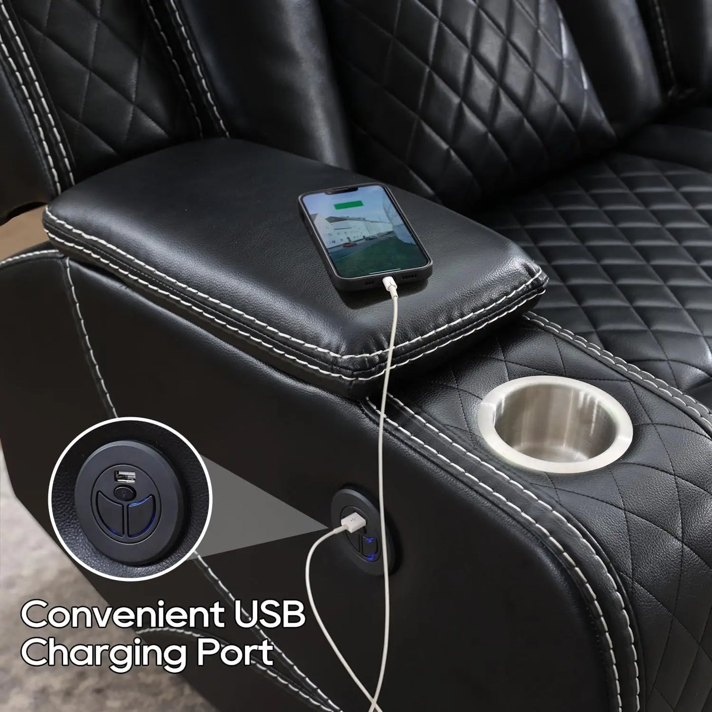Everyday EssentialsOnline 3 Seat Power Reclining Sofa USB C
