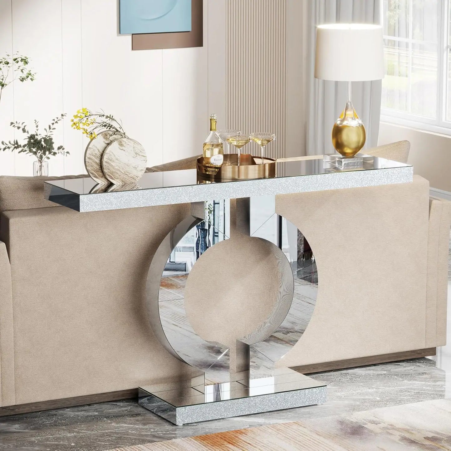 Tribesigns Mirrored Console Table Modern Entryway Decor