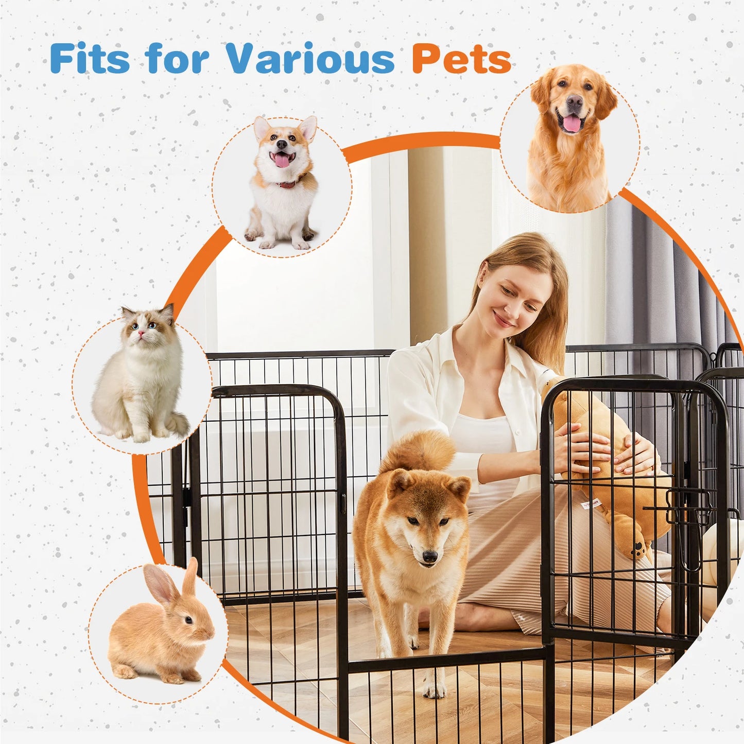 JHK Heavy Duty Dog Playpen Metal Fence With Doors Indoor