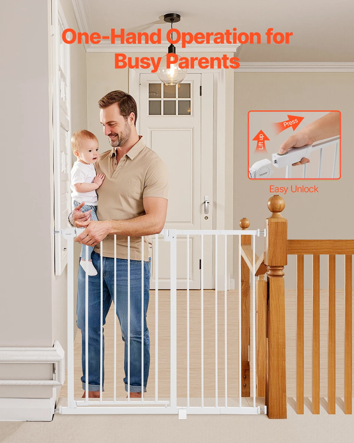 SucceBuy Baby Gate Pressure Mount Walk Through For Kids