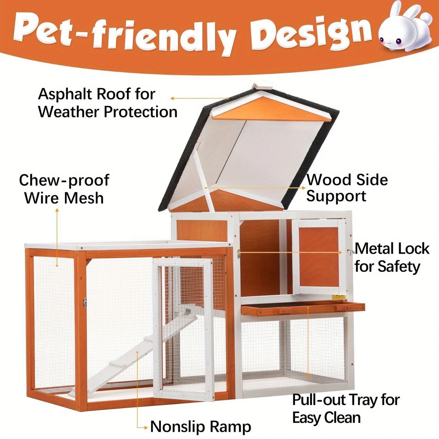 Everyday EssentialsOnline Wooden Rabbit Hutch Cage Outdoor