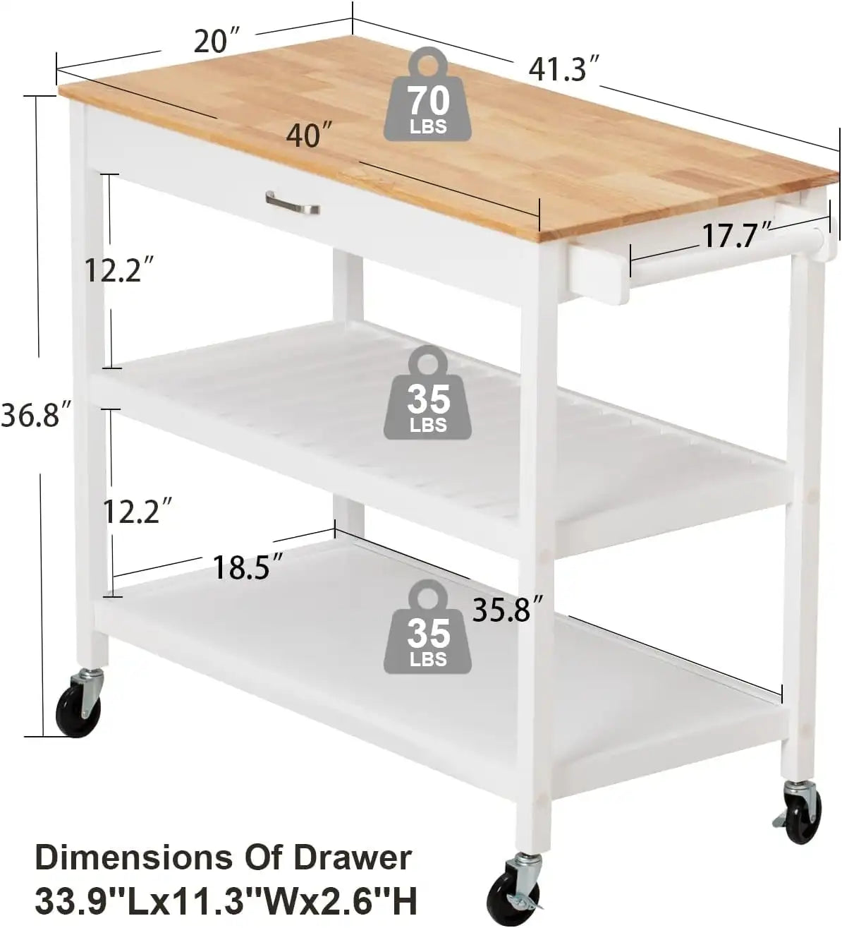 Everyday EssentialsOnline 3 Tier Island Cart With Storage