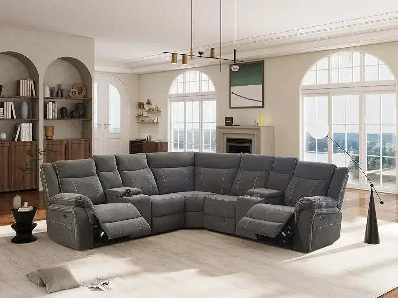 YUJINGXI RPD4 Reclining Sectional Sofa With USB Port