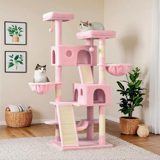 Indoor Cat Tree Tower With Scratching Posts And Condo House