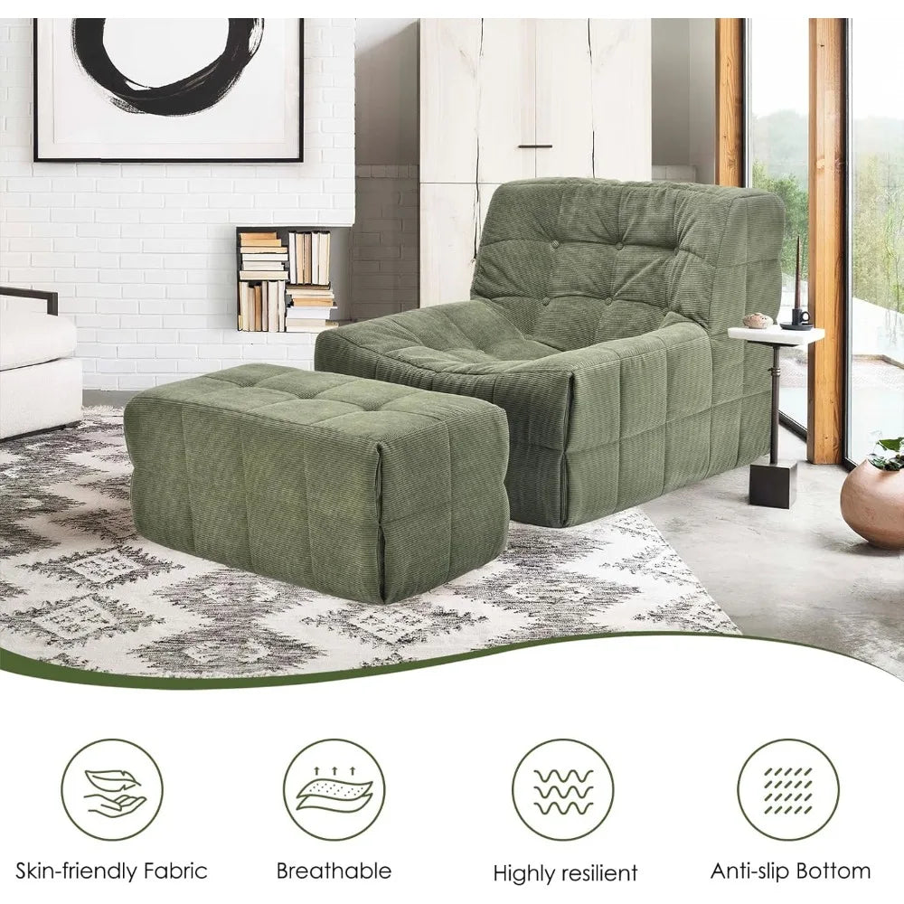 Guangbai Bean Bag Chair With Ottoman Memory Foam Sofa