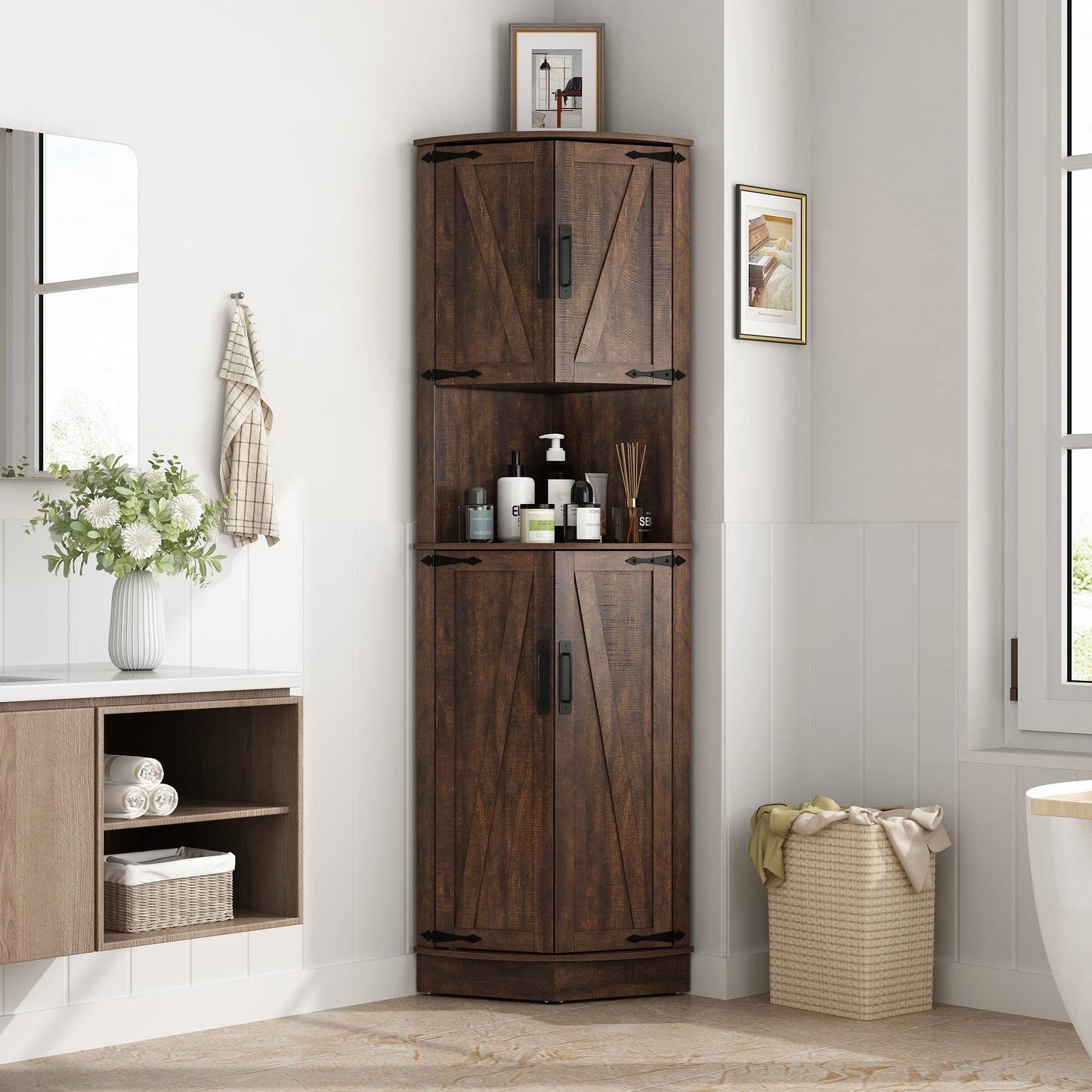 Everyday EssentialsOnline Cabinet With Barn Doors And Shelf