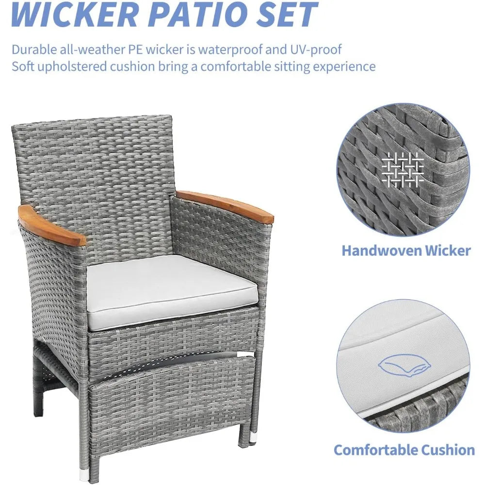 ANGDUO Outdoor Patio Furniture Bistro Wicker Garden Set