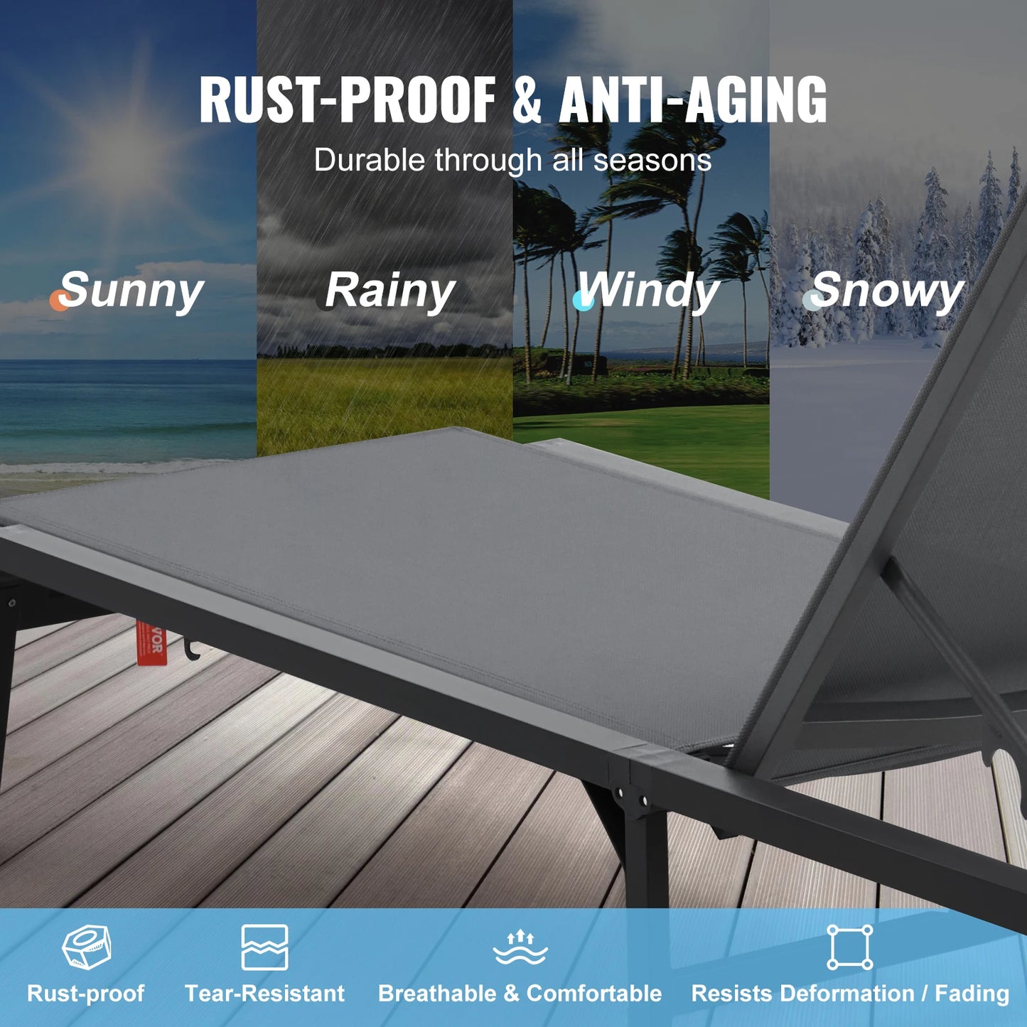 SucceBuy Outdoor Chaise Lounge Aluminum Patio Recliner