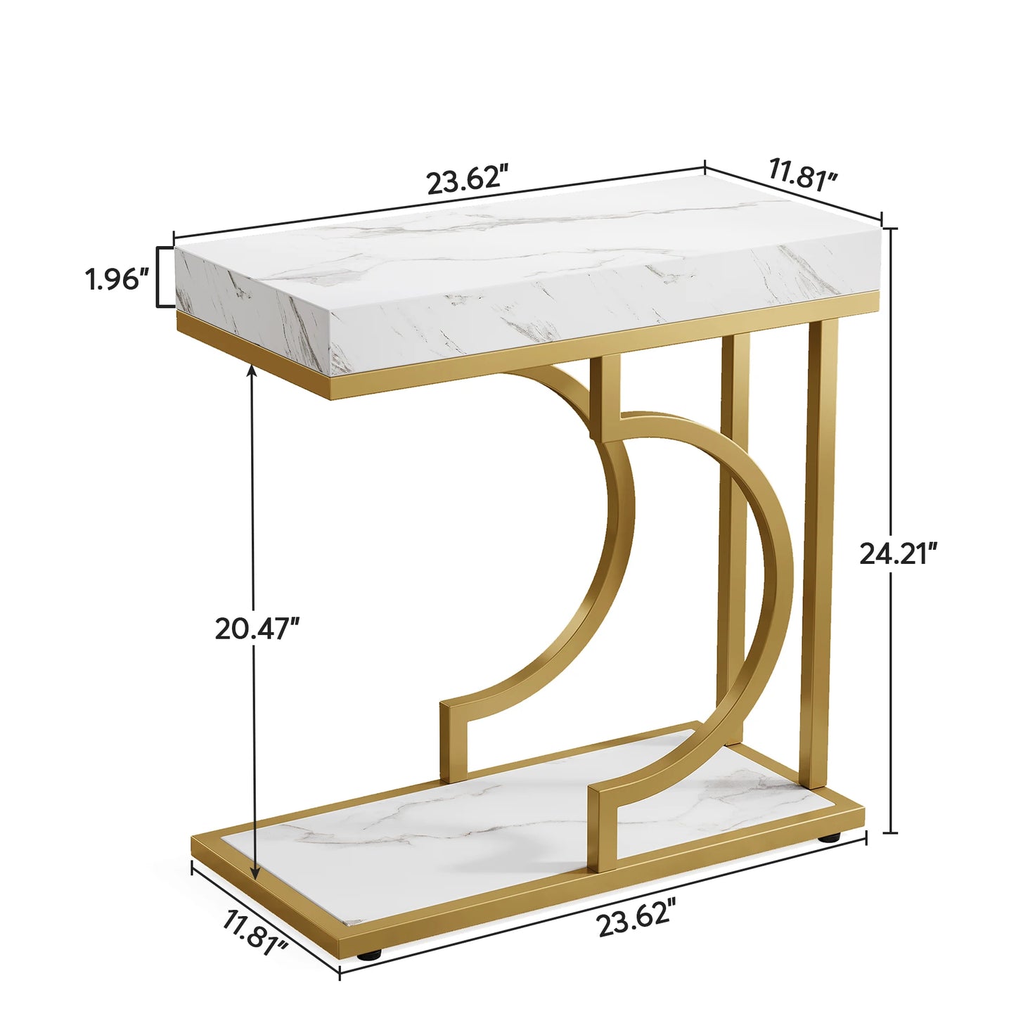 Tribesigns C Shaped Side Table Modern Bedside Table